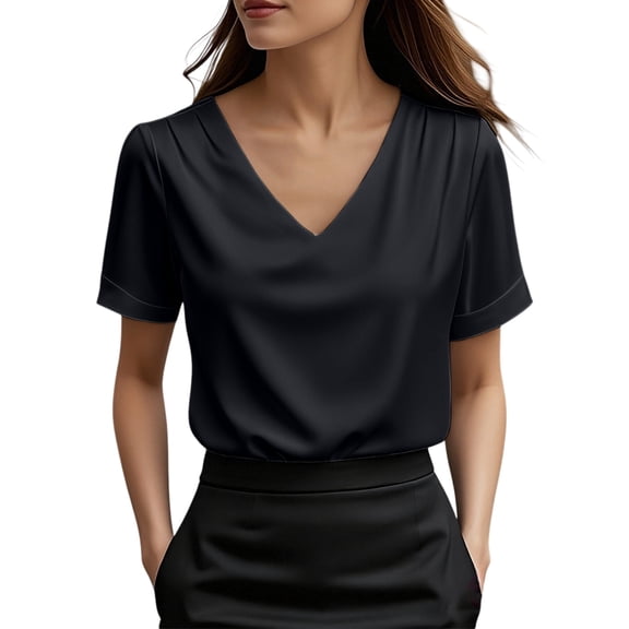 LIZUOJUNFWomens TopsRuffle Sleeve Tops Summer V NeckDressy Casual Summer Spring,L