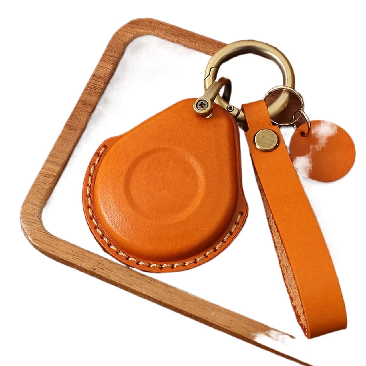Genuine Leather Key Fob Cover For Harley Davidson Motorcycles - Protective Case With Keychain (Green)
