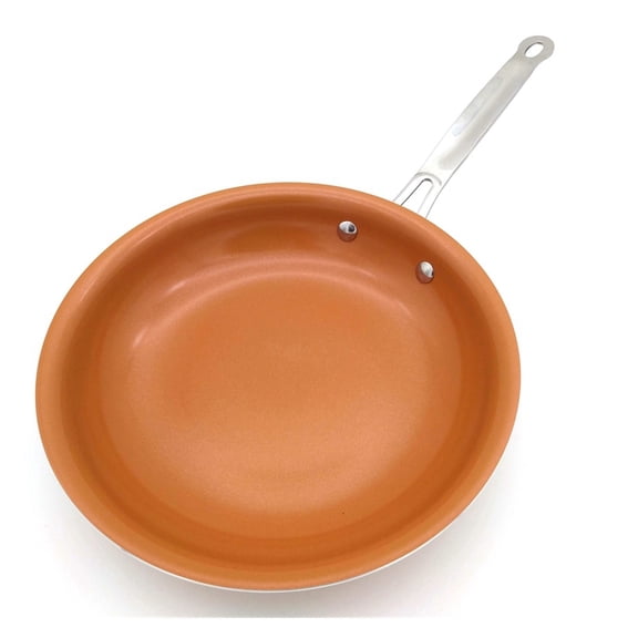 LIZZ 24cm Non-stick Copper Frying Pan Skillet Copper Round Frying Pan Easy Clean Durable Cooking Tool For Induction Cooking Oven