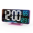 thumbnail image 1 of LIZZ Desk Clock 6.7in Black Digital Alarm Clock with Dual Alarm, Dimming, Date, Day of Week, Temp, 12h 24h, Digital LED Clock for Table Decor, Digital Calendar Mirror Clocks Essentials, 1 of 6