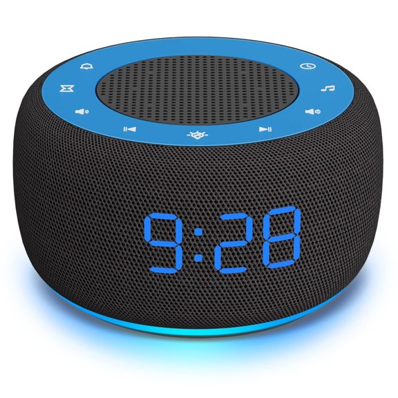 LIZZ Sound Machine & Alarm Clock 2-in-1, 18 Soothing Sound, 7 Night Light, Sleep Timer, Precise 30-Level Volume Control White Noise Machine