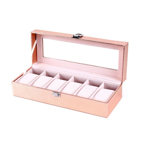 LIZZ Special Case For Women Female Girl Friend Wrist Watches Box Storage Collect Pink Pu Leather