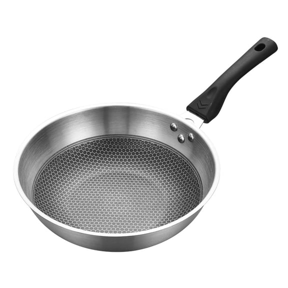 LIZZ Stainless Steel Pan Stir Fry Pan Honeycomb Bottom Pan With Helper Handle Non-Stick Cookware Flat Bottom Dishwasher Safe