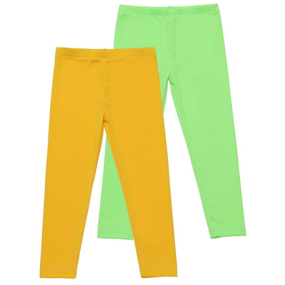 LIaqionyy 2 Pack Girls Leggings Ankle Length Solid Color Soft Comfortable Stretchy Footless Tights Pants for Kids