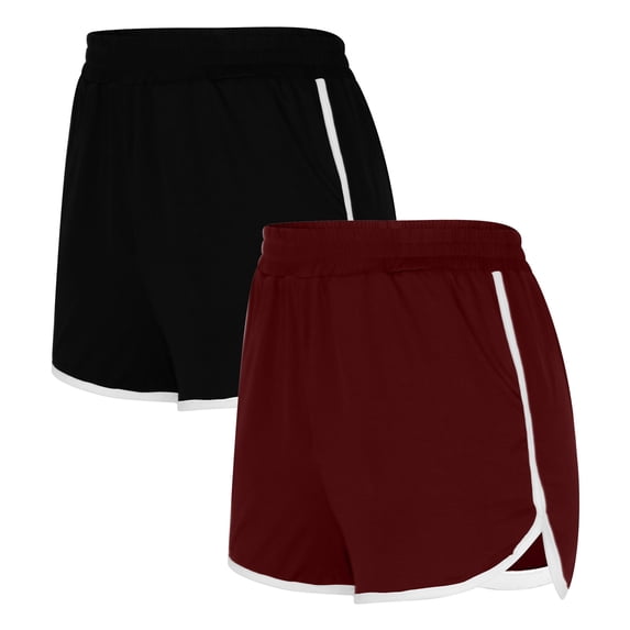 LIaqionyy 2 Pack Womens Running Shorts Elastic Waist Gym Hiking Athletic Workout Yoga Summer Bottom Clothes
