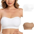 thumbnail image 1 of LIaqionyy 2PC Womens Strapless Bandeau Bras Casual No Underwire Breathable Padded Bralettes Stretch Comfy Tube Top Bra, 1 of 9