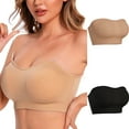 thumbnail image 1 of LIaqionyy 2PC Womens Strapless Bandeau Bras Casual No Underwire Breathable Padded Bralettes Stretch Comfy Tube Top Bra, 1 of 8