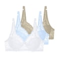 thumbnail image 1 of LIaqionyy 3 Pack Bra for Women Lace Fashion Mesh Underwire Support Push Up Everyday Full Coverage T Shirt Bras, 1 of 4
