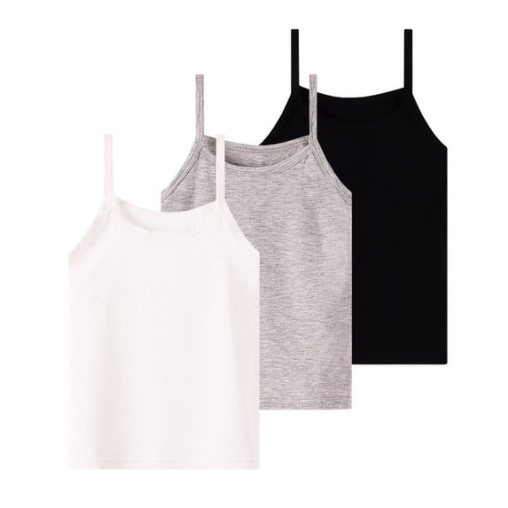 LIaqionyy 3 Pack Girls Camisole Tank Tops Soft Spaghetti Strap Cami Shirts Breathable Basic Undershirts for Kids
