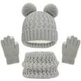 thumbnail image 1 of LIaqionyy 3 Pcs Kids Winter Knitted Beanie Hat Scarf Gloves Set Warm Soft Thick Fleece Lining for Boys Girls, 1 of 6