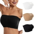 thumbnail image 1 of LIaqionyy 3Pc Women's Strapless Push Up Bandeau Bras Solid Color Seamless Wireless Padded Knitted Bralettes, 1 of 9