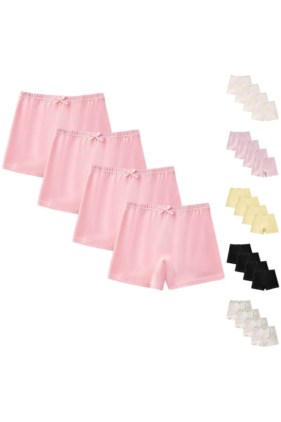 4 Pack Girls Cotton Boyshorts Elastic High Waisted Dance Shorts Toddler Kid Under Dress Shorts Girls Stretchy Briefs