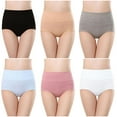 thumbnail image 1 of LIaqionyy 6 Pack Underwear for Women's Cotton High Waisted Panties Full Coverage Briefs Soft Breathable Underwears, 1 of 3