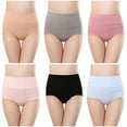 thumbnail image 1 of LIaqionyy 6 Pack Underwear for Women's Cotton High Waisted Panties Full Coverage Briefs Soft Breathable Underwears, 1 of 3