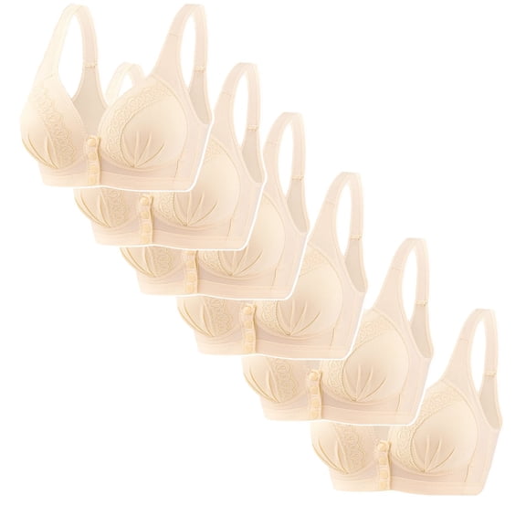 LIaqionyy 6Pcs Pregnant Bras for Women Comfy No Underwire Support Push Up Underwear Bra Comfort Front Buckle Daily Bralettes