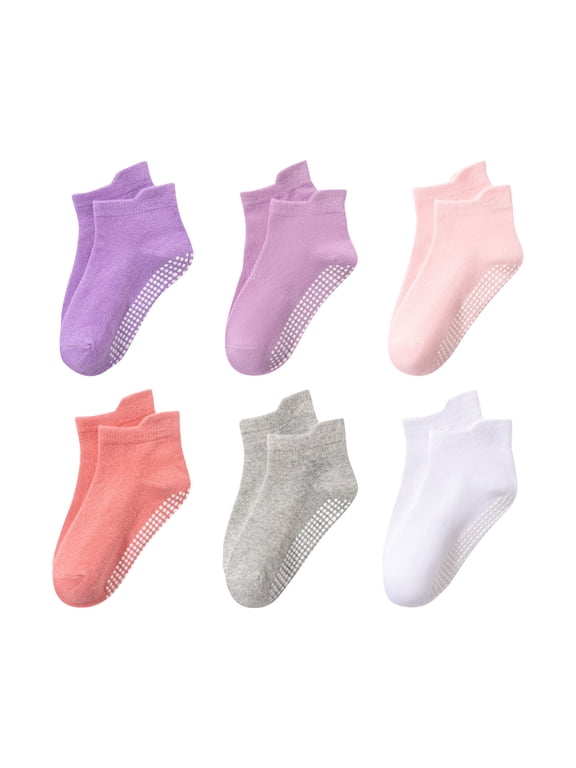 Baby Toddle Socks Grip Non Slip Boys Girls Cotton Socks 6 Pack for Infant Cute Socks 0-3 Years