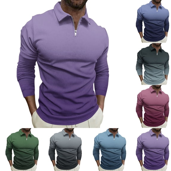 LIaqionyy Big and Tall Golf Shirts Mens Casual Quarter Zip Long Sleeve Pullover Fashion Collared Shirt Work Tops