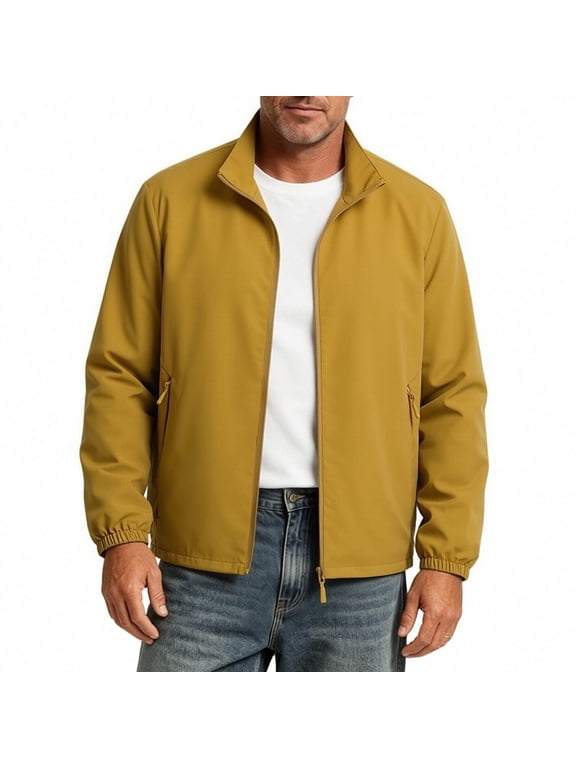Big and Tall Jackets Men's Full Zip Lightweight Collar Jacket Casual Golf Business Fall Coat with Pockets