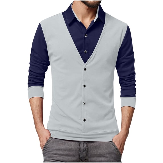 LIaqionyy Big and Tall Long Sleeve for Men Pullover Collared Button down Fashion Business Tops Clothes