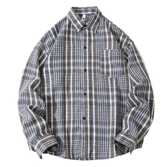 LIaqionyy Big and Tall Long Sleeve for Mens Casual Shirt Soft Plaid Button down Shirts with Pockets