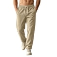 thumbnail image 1 of LIaqionyy Big and Tall Pants for Men's Baggy Straight Leg Drawstring Elastic Waist Casual Loose Pant with Pockets, 1 of 8