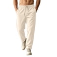 thumbnail image 1 of LIaqionyy Big and Tall Pants for Men's Baggy Straight Leg Drawstring Elastic Waist Casual Loose Pant with Pockets, 1 of 8