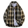 thumbnail image 1 of LIaqionyy Big and Tall Shirt For Mens Long Sleeve Button down Plaid Casual Jacket Work Shirts with Pocket Fall Soft Outwear, 1 of 4