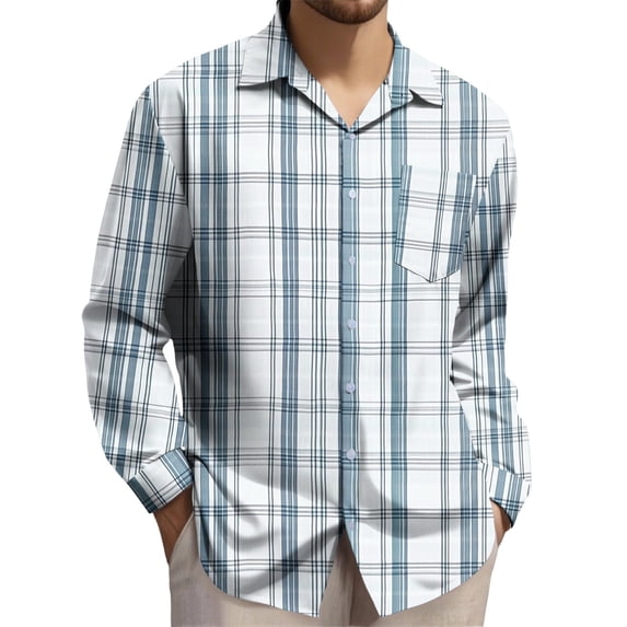 LIaqionyy Big and Tall Shirts for Mens Plaid Button down Long Sleeve Soft Casual Business Shirt with Pocket