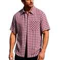 thumbnail image 1 of LIaqionyy Big and Tall Short Sleeve Shirt for Men's Plaid Dress Button down Casual Loose Tees Shirts with Pocket, 1 of 4