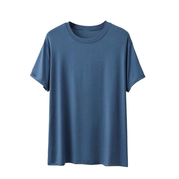 LIaqionyy Big and Tall Short Sleeve for Men's Pajama Crew Neck Shirt Casual Loose Lounge Comfortable Summer Sleepwear