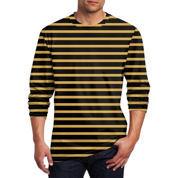 LIaqionyy Big and Tall Striped Shirt for Mens Long Sleeve Crew Neck Casual Tees Tops Loose Comfortable Shirts