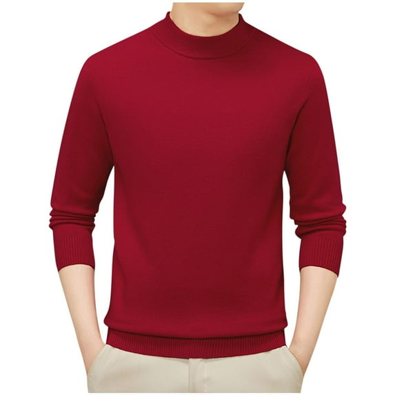 LIaqionyy Big and Tall Sweater for Mens Mock Turtleneck Knitted Pullover Fall Winter Basic Warm Slim Sweaters