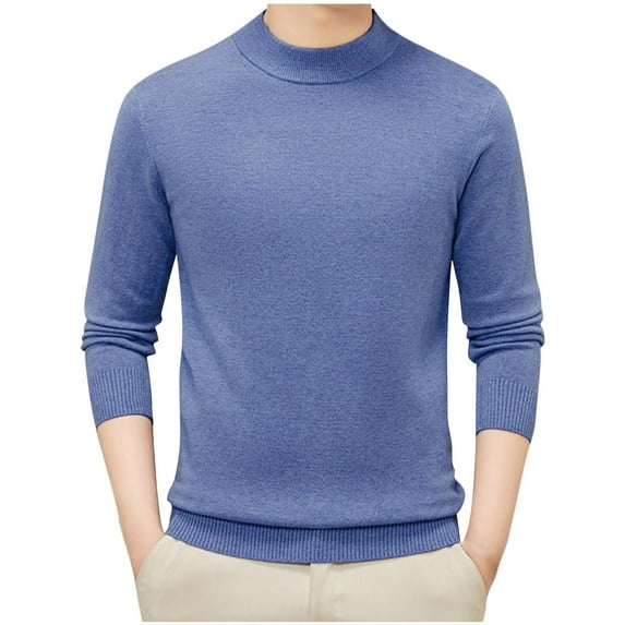 LIaqionyy Big and Tall Sweater for Mens Mock Turtleneck Knitted Pullover Fall Winter Basic Warm Slim Sweaters