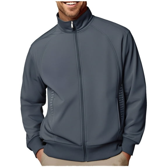 LIaqionyy Big and Tall Sweatshirts Jacket for Men's Mock Neck Casual Long Sleeve Zip up Jackets with Pocket