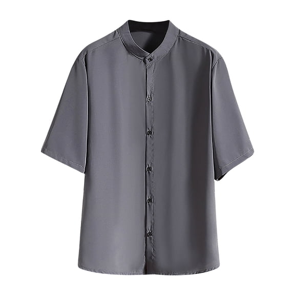 LIaqionyy Big and Tall T Shirts for Men's Button down Short Sleeve Casual Vacation Beach Loose Tops L-5XL