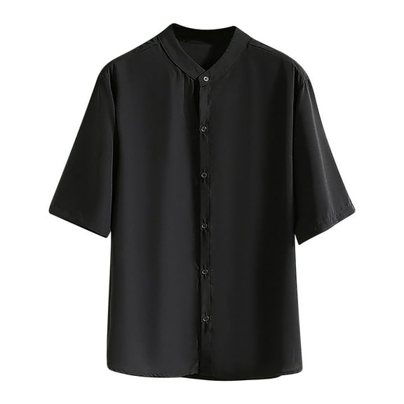 LIaqionyy Big and Tall T Shirts for Men's Button down Short Sleeve Casual Vacation Beach Loose Tops L-5XL