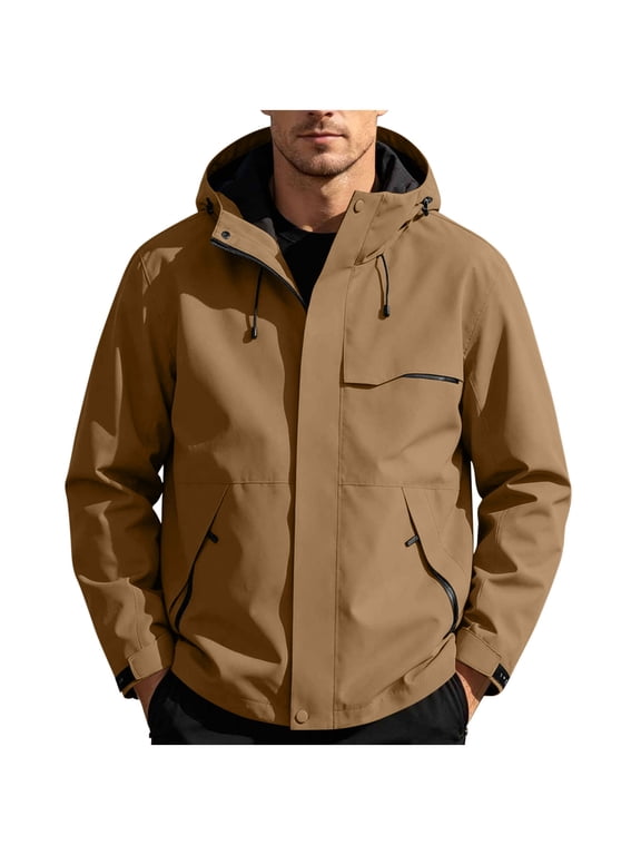 Big and Tall Windbreaker Jackets for Mens Full Zip Hoodie Waterproof Hiking Golf Outdoor with Pockets