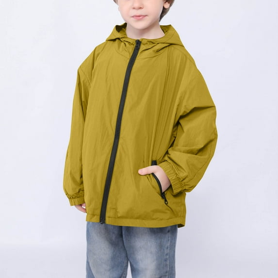 LIaqionyy Boy Hooded Jackets Lightweight Windbreaker Zip up Running Coat Pocket Outerwear for Kids