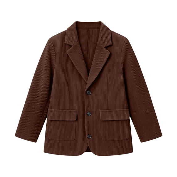 LIaqionyy Boys Corduroy Blazer Kids Formal Suit Jacket Button down Casual Kid Winter Wedding Christmas Jackets