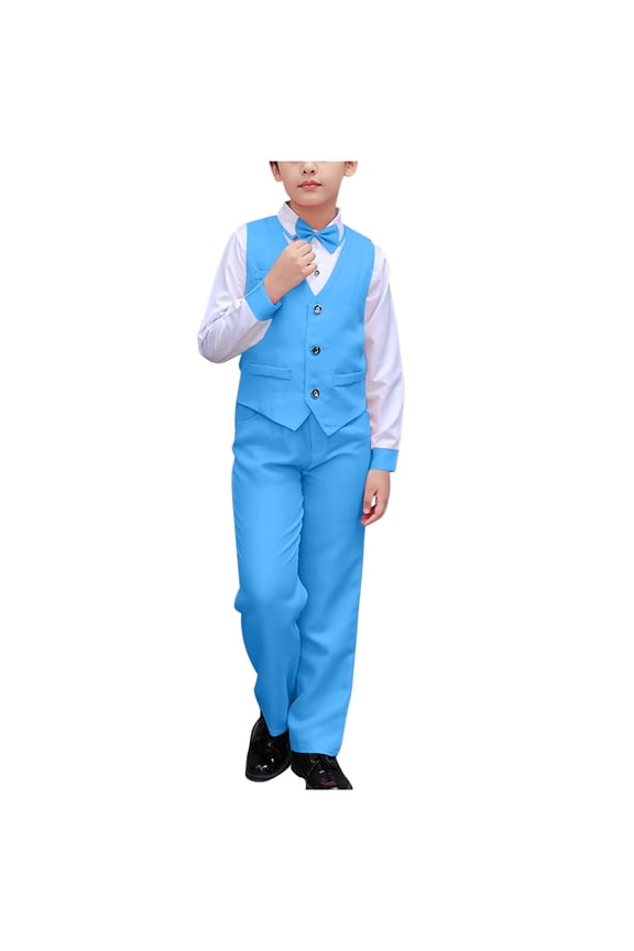 Boys Formal Suit 4 Piece Set Toddler for Wedding Suits Kids Vest Shirt Pants Dress School Clothes