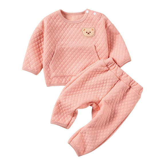 LIaqionyy Boys Girls Clothes Sweatsuit Toddler Solid Color Crewneck Long Sleeve Warm Pullover Jogger Pant Set