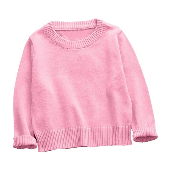 LIaqionyy Boys Girls School Uniform Sweaters Crew Neck Long Sleeve Pullover Knit Soild Color Sweater