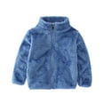 thumbnail image 1 of LIaqionyy Boys Girls Sherpa Fleece Coats Long Sleeve Full Zip Kids Fuzzy Soft Jacket Warm Winter Outerwear, 1 of 3