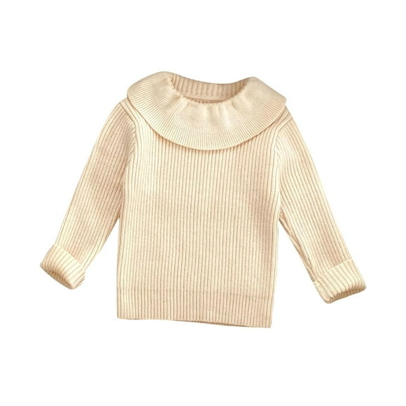 LIaqionyy Boys Girls Sweater Solid Color Soft Warm Ruffle Collar Knitted Top Shirt for Kids Clothes