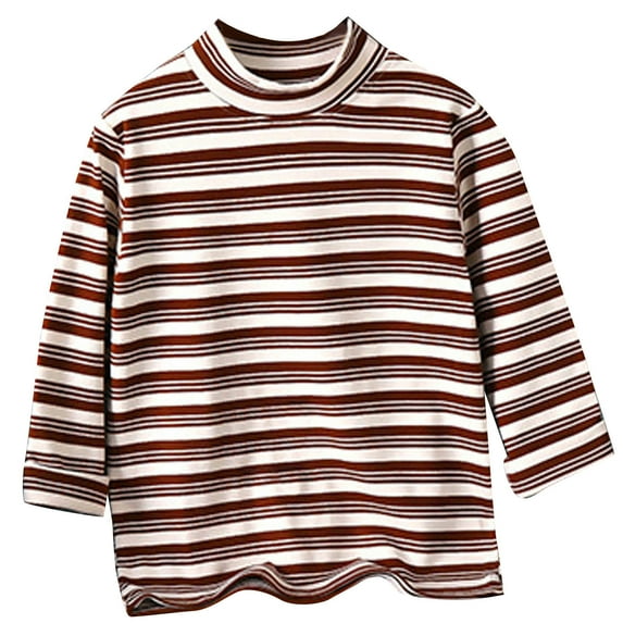 LIaqionyy Boys Girls Turtleneck Long Sleeve Soft Cotton Warm Tee Tops Stripe Undershirt Casual Thermal Pullover for Kids