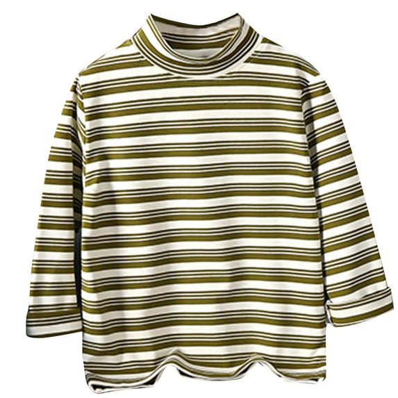 LIaqionyy Boys Girls Turtleneck Long Sleeve Soft Cotton Warm Tee Tops Stripe Undershirt Casual Thermal Pullover for Kids