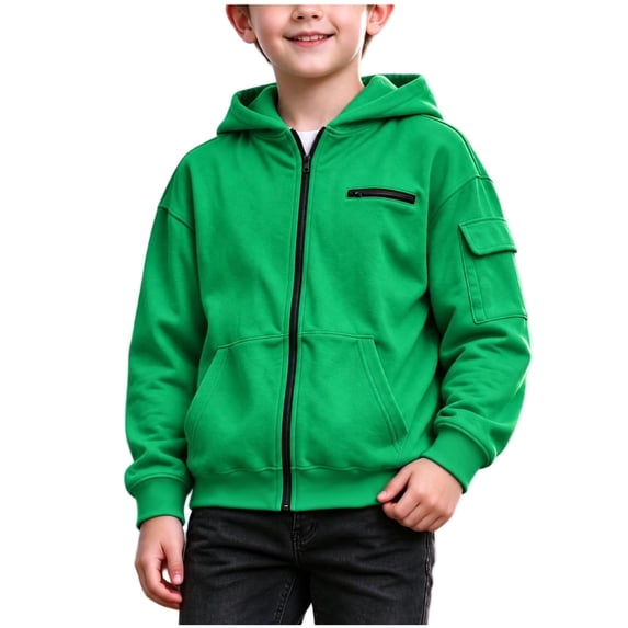 LIaqionyy Boys Hoodies Jacket Casual Outerwear Kids Lightweight Zip Hooded Cute Coat with Pockets