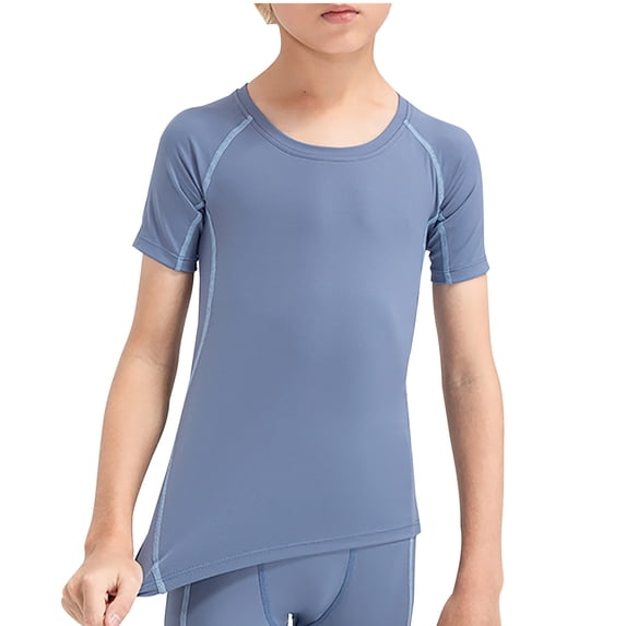 LIaqionyy Boys Shirts Quick Dry Short Sleeve Activewear Tops Workout Gym Crew Neck Tees Clothes for Kids