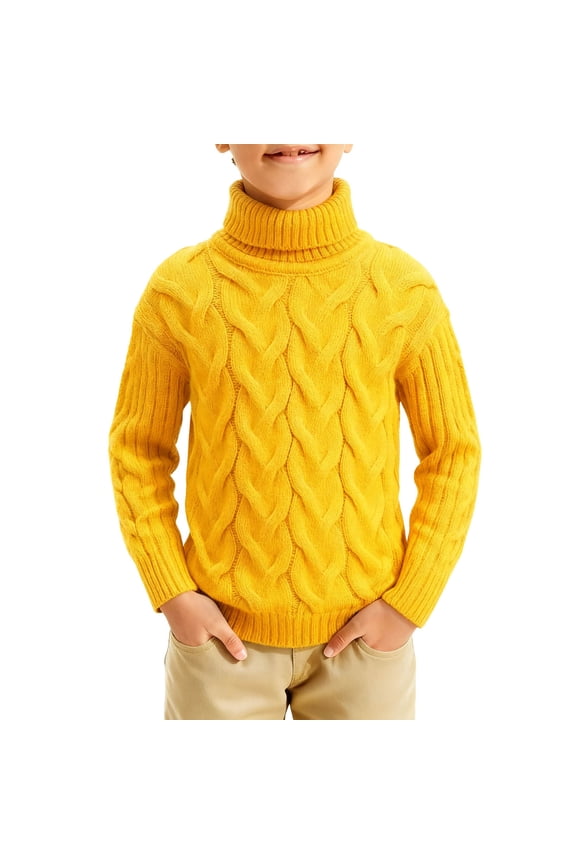 Boys Turtleneck Sweaters Mock Neck Cable Knit Fall Winter Warm Pullover Long Sleeve Sweater