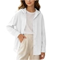 thumbnail image 1 of LIaqionyy Button down Shirts for Girls Cotton Linen Long Sleeve Casual Loose Shirt Blouses School Uniform Tunic Tops, 1 of 8